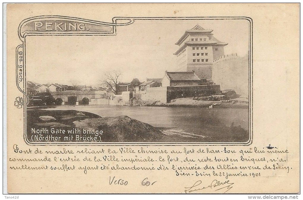 LBL36 - CHINE CORPS EXPÉDITIONNAIRE CPA DU 22/1/1901 CACHET REGIMENTAL - Briefe U. Dokumente