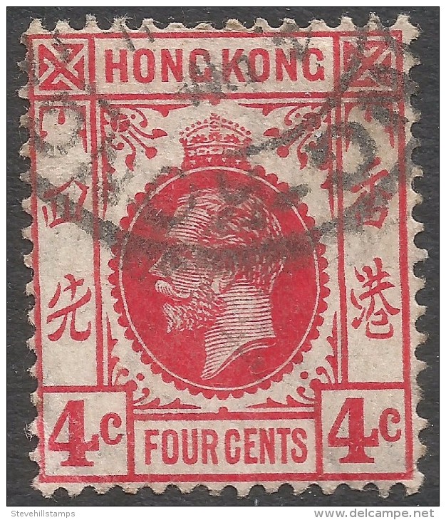 Hong Kong. 1912-21 KGV. 4c Used. Mult Crown CA W/M SG 102 - Used Stamps