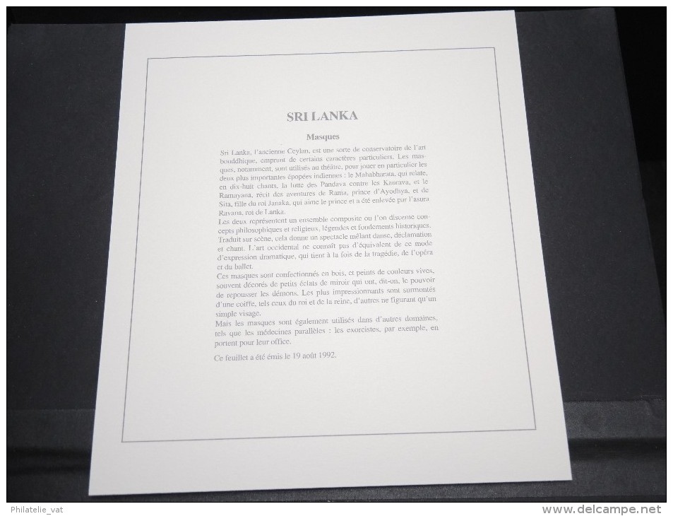 SRI LANKA -  Bloc Luxe Avec Texte Explicatif - Belle Qualité - À Voir -  N° 11743 - Sri Lanka (Ceylon) (1948-...)