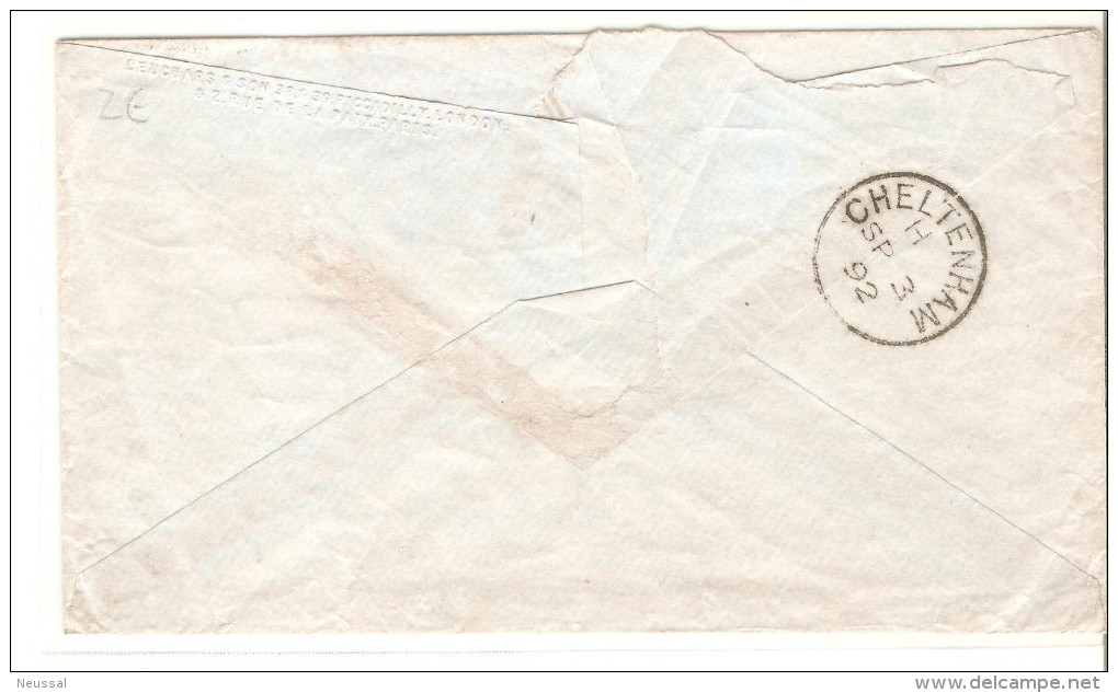 Carta Con Matasellos De Sorrento Direccion Cheltenham 1892 - Marcophilie