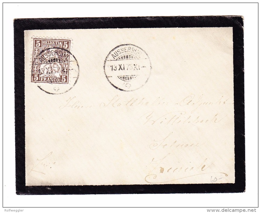 Heimat ZH AUSSERSIHL 13.11.1878 Trauerbrief Mit 5Rp Sitzende Nach Zürich - Briefe U. Dokumente