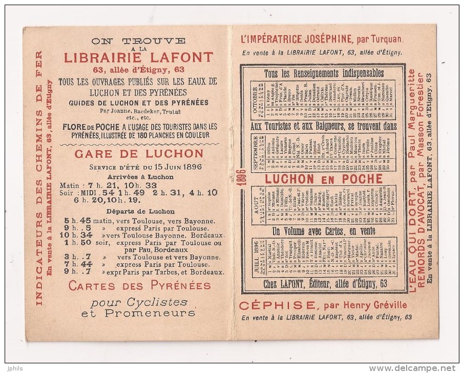 Tres Beau Calendrier 1896 - Petit Format : ...-1900