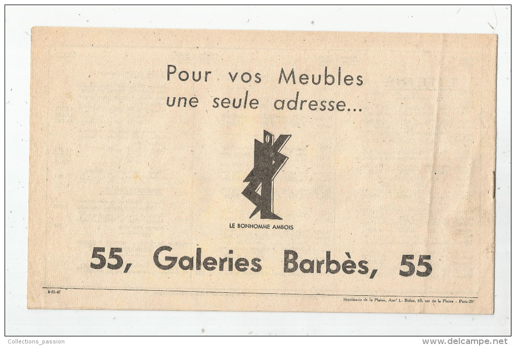 Tarif , Meubles , GALERIES BARBES , Paris , 8 Pages , 2 Scans, Frais Fr : 1.55€ - Autres & Non Classés