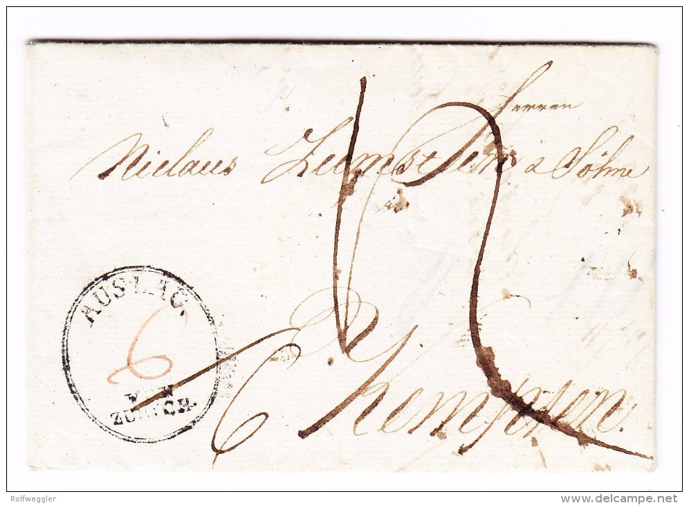 Heimat ZH "Auslag Von Zürich" Oval Stempel Auf Vorphila Brief 25.2.18?? Nach Kempten - ...-1845 Préphilatélie