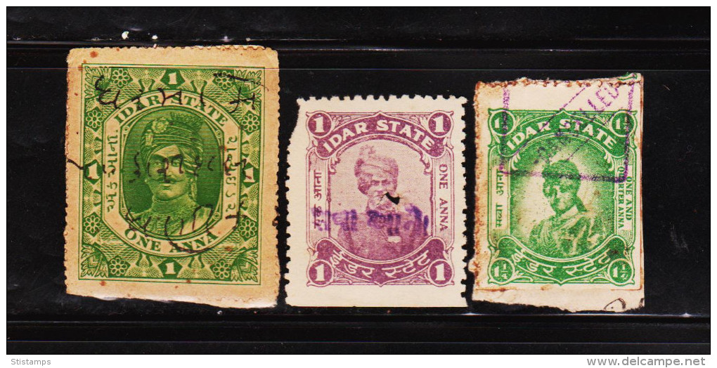 INDIAN PRINCELY STATE IDAR 3 DIFF REVENUE RARE FISCAL STAMPS SEE SCAN FOR COND. ##D1 - Other & Unclassified