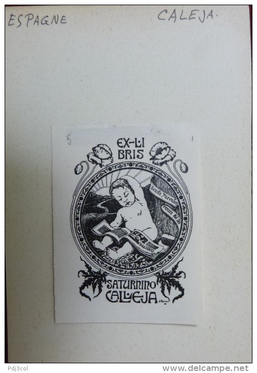 Saturnino CALEJA - ESPAGNE - Ex-libris De 1930 Par Renart - Bébé Lisant - Ex-libris