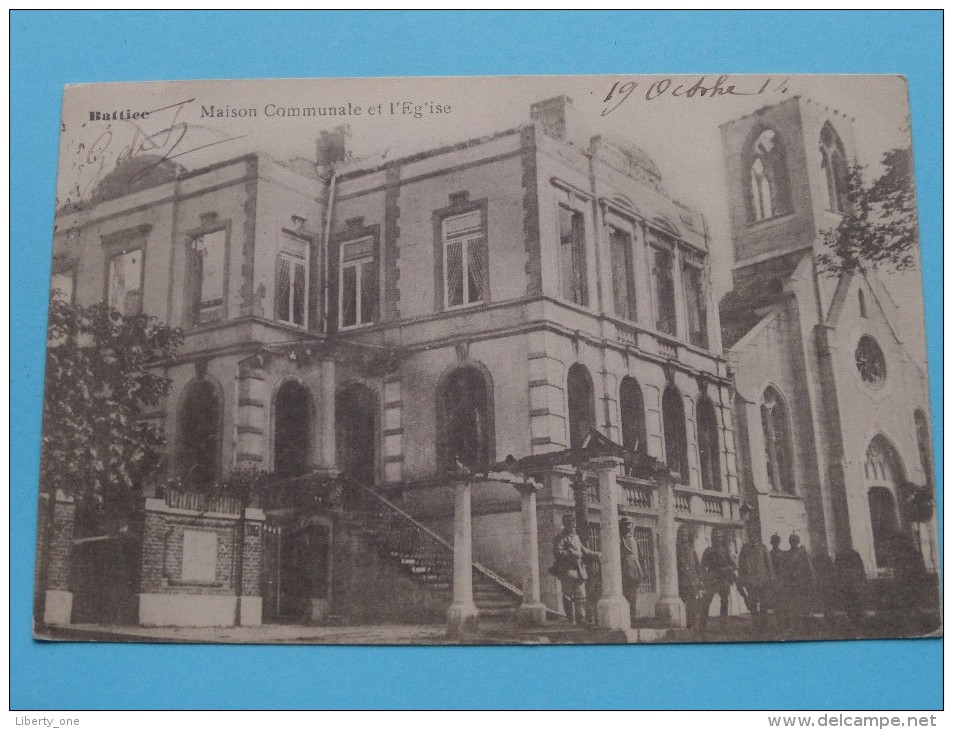 Maison Communale Et L'Eglise BATTICE ( L'Eclipse ) Anno 1914 ( Zie Foto Voor Details ) !! - Herve