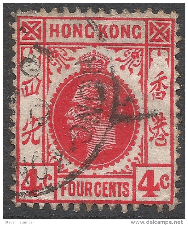 Hong Kong. 1921-37 KGV. 4c Used. Mult Script CA W/M SG 120a - Gebruikt