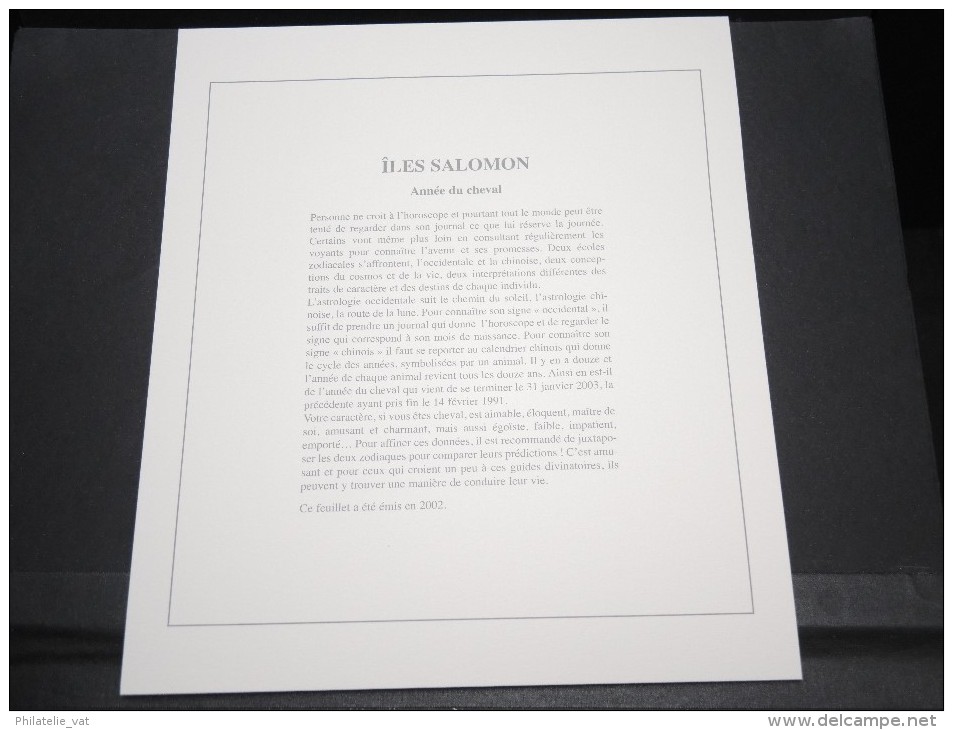 ILES SALOMON - Bloc Luxe Avec Texte Explicatif - Belle Qualité - À Voir -  N° 11788 - Salomon (Iles 1978-...)