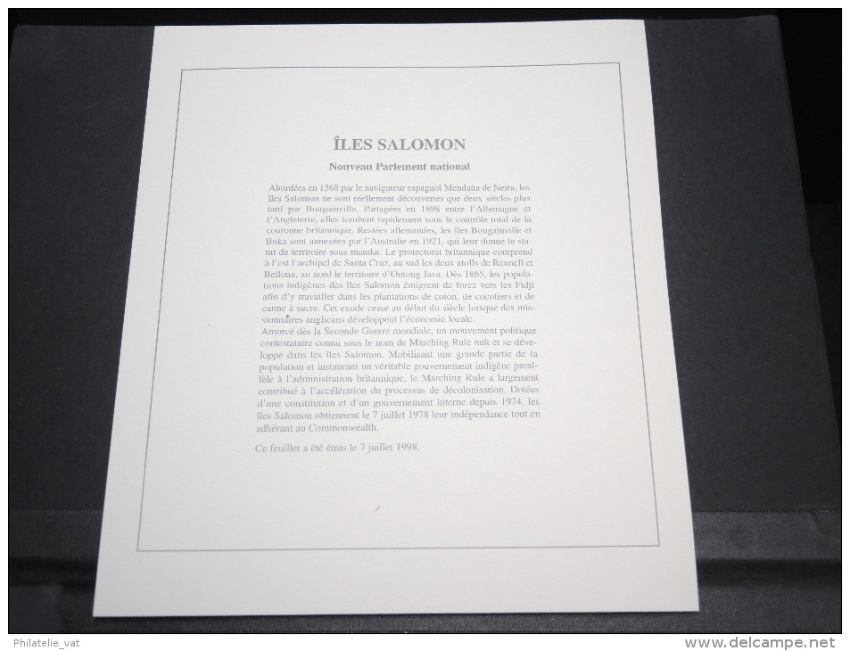 ILES SALOMON - Bloc Luxe Avec Texte Explicatif - Belle Qualité - À Voir -  N° 11789 - Islas Salomón (1978-...)