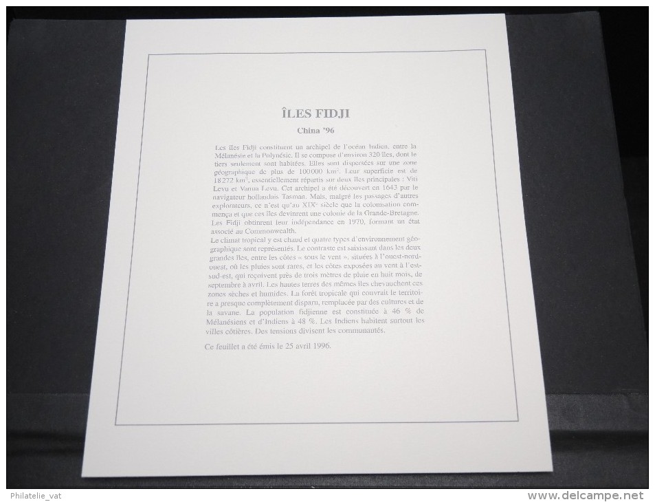 ILES FIDJI - Bloc Luxe Avec Texte Explicatif - Belle Qualité - À Voir -  N° 11793 - Fidji (1970-...)