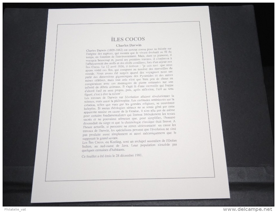 ILES COCOS - Bloc Luxe Avec Texte Explicatif - Belle Qualité - À Voir -  N° 11797 - Cocos (Keeling) Islands