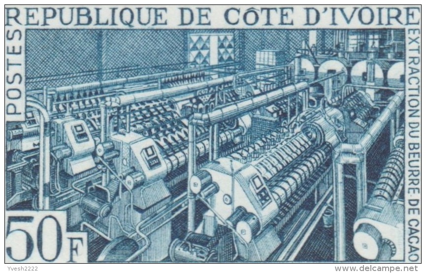 Côte D´Ivoire 1968 Y&T 274. Épreuve D'artiste De Pheulpin. Extraction Du Beurre De Cacao. Machines, Chocolat - Alimentación