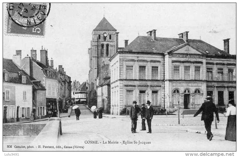 CPA - COSNE (58) - Aspect Du Quartier De La Mairie Et De L'Eglise St-Jacques En 1909 - Cosne Cours Sur Loire