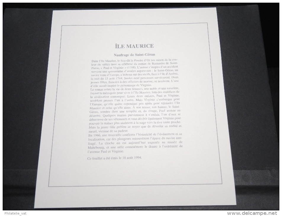 ILES MAURICE - Bloc Luxe Avec Texte Explicatif - Belle Qualité - À Voir -  N° 11800 - Maurice (1968-...)