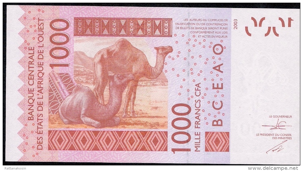 W.A.S. C=BURKINA FASO P315Cd 1000 FRANCS (20)15   UNC. - États D'Afrique De L'Ouest