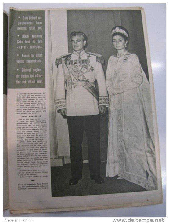 AC - REZA SHAH PAHLAVI & FARAH PAHLAVI OF IRAN 22 JUNE 1967 HAYAT MAGAZINE FROM TURKEY - Revues & Journaux