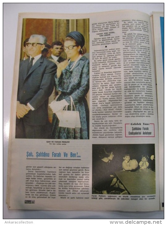 AC - REZA SHAH PAHLAVI & FARAH PAHLAVI OF IRAN 14 NOVEMBER1968 HAYAT MAGAZINE FROM TURKEY - Zeitungen & Zeitschriften