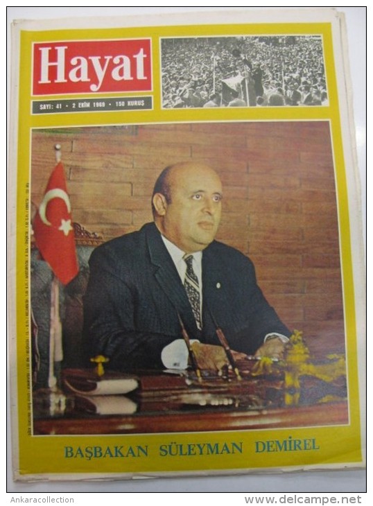 AC - SULEYMAN DEMIREL PRIME MINISTER OF TURKEY HAYAT MAGAZINE 02 OCTOBER 1969 - Magazines