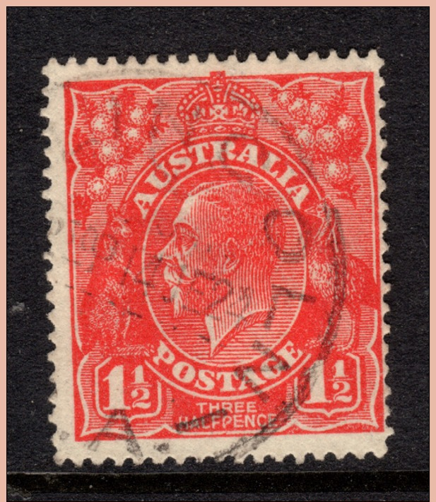 Australia   1924   "1.5d  Scarlet KGV -   Single WMK   "   FU   (0) - Used Stamps