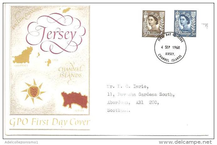 58189)  FDC DELLA GRAN BRETAGNA-ADDITIONAL DEFINITIVE DA 4+5P. JERSEY- 4-9-1968 - 1981-1990 Decimal Issues