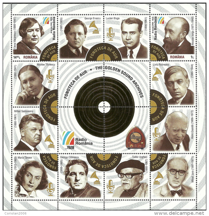 Romania 2013 / Radio Romania . The Golden Sound Archives / Block With 14 Labels - Unused Stamps