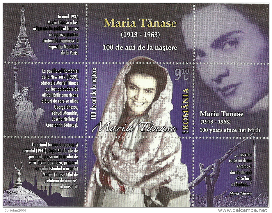 Romania 2013 / Maria Tanase / S/S - Nuovi