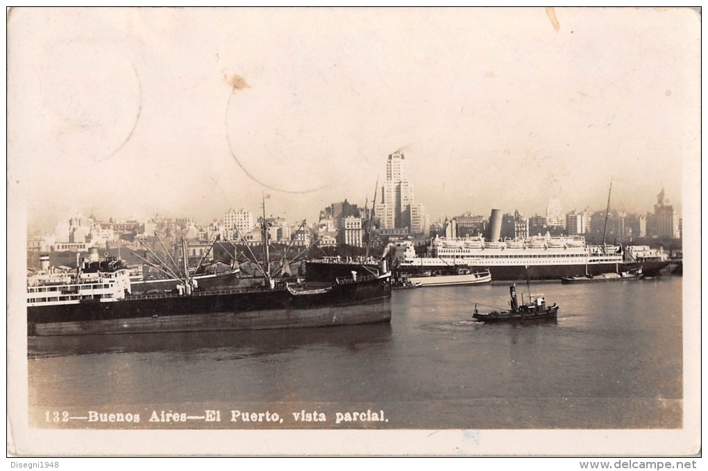 05007 "ARGENTINA, BUENOS AIRES, EL PUERTO - VISTA PARCIAL" TIMBRO NAVE DUCA D'AOSTA. CART. POST. ORIG. SPEDITA 1938 - Argentine