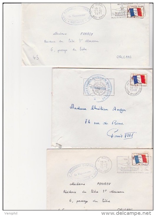 LOT DE 5 LETTRES AFFRANCHISSEMENT AVEC TIMBRES DE FRANCHISE N° 13 - ANNEE 1968-69-71 - Military Postage Stamps