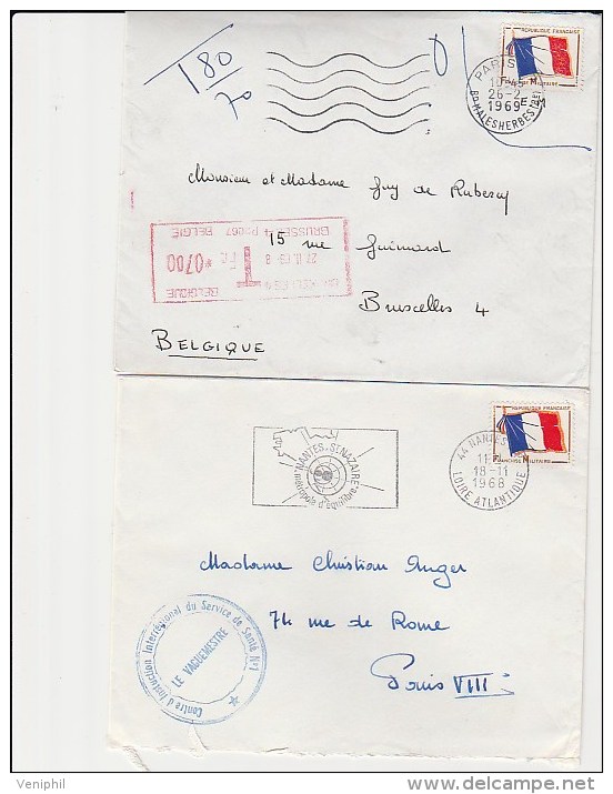 LOT DE 5 LETTRES AFFRANCHISSEMENT AVEC TIMBRES DE FRANCHISE N° 13 - ANNEE 1968-69-71 - Militärische Franchisemarken