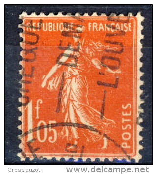 Francia 1924 - 26 Seminatrice (fondo Pieno) F. 1,05 Vermiglio Usato Catalogo € 5,25 - Used Stamps