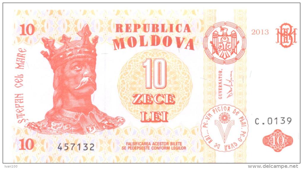 2013. Moldova, 10 Leu 2013, P-10, UNC - Moldawien (Moldau)