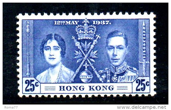 W1051 - HONG KONG 1937 , Giorgio VI Il N. 139  *** MNH . Gomma Brunita - Neufs