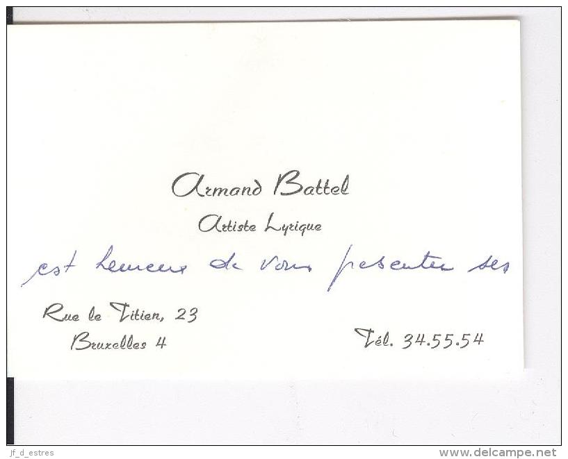 Carte De Visite AS D'Armand Battel Artiste Lyrique Bruxelles Vers 1955 - Cartes De Visite