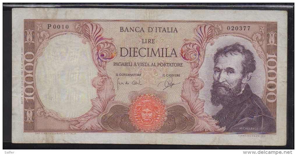 REPUBBLICA ITALIANA  L. 10000 MICHELANGELO  SERIE  P 1984   SPL - 10.000 Lire