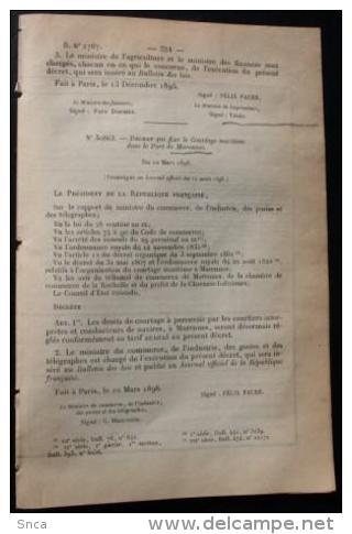 Loi.h- Loi 1896 Courtage Maritime Dans Le Port De Marennes  -près  Ile D'Oleron - Decretos & Leyes