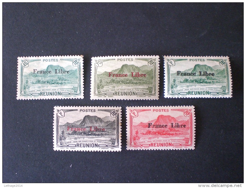 STAMPS REUNION ISLAND 1943 TIMBRES 1933-1943 SURCHARGES FRANCE LIBRE MNH MNG - Neufs