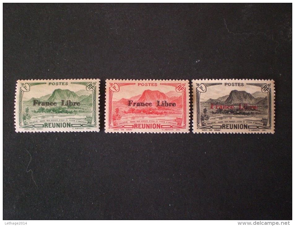 STAMPS REUNION ISLAND 1943 TIMBRES 1933-1943 SURCHARGES FRANCE LIBRE MNH - Nuovi