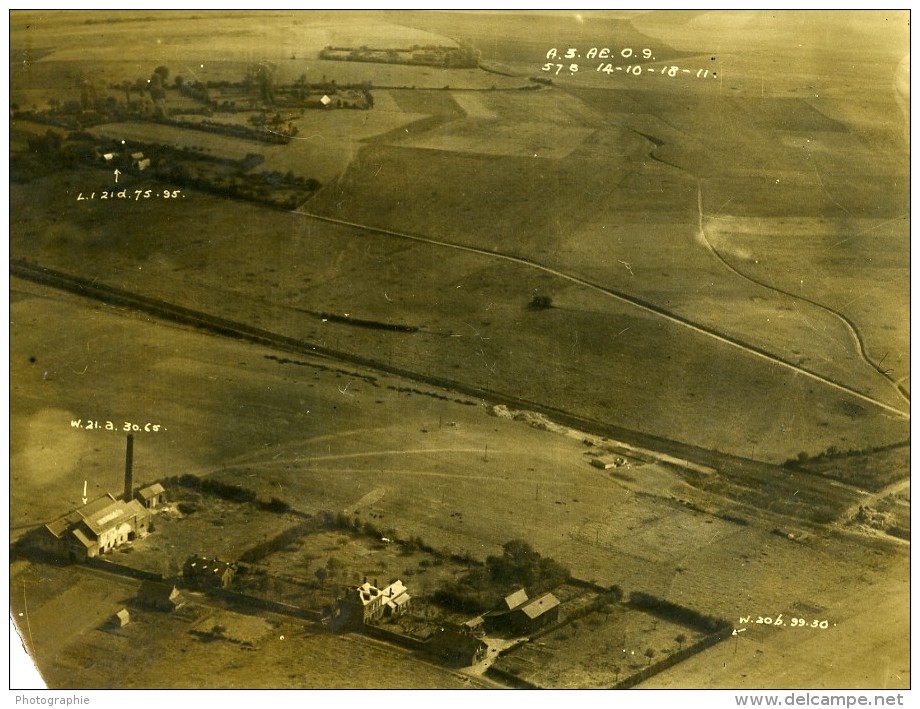 France WWI Front De L'Aisne Bataille De La Selle Reconnaissance Aerienne Ancienne Photo Octobre 1918 - Guerre, Militaire