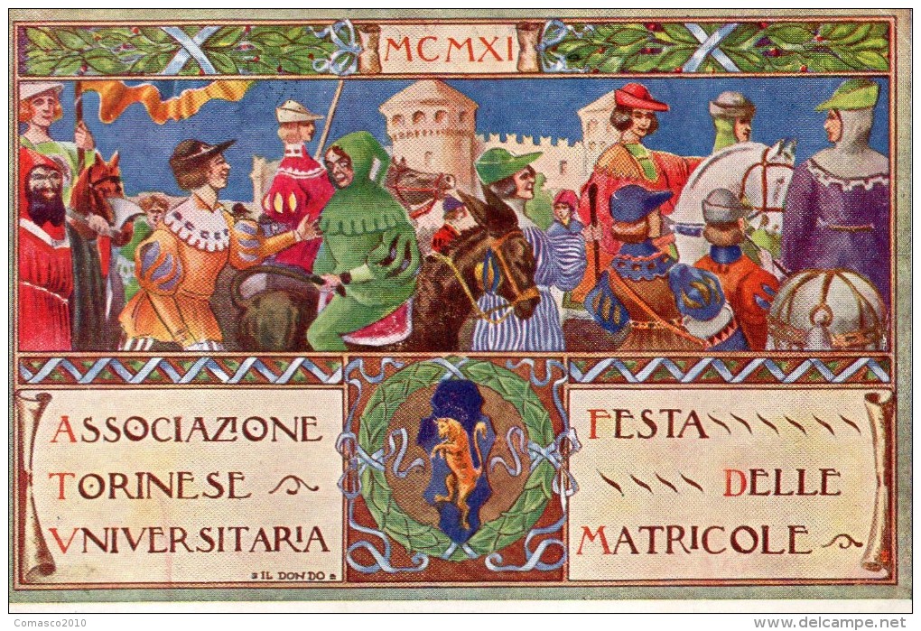 CARTOLINA  DI  ASSOCIAZIONE TORINESE UNIVERSITARIA FESTA DELLE MATRICOLE  ANNO 1911 - Ricevimenti