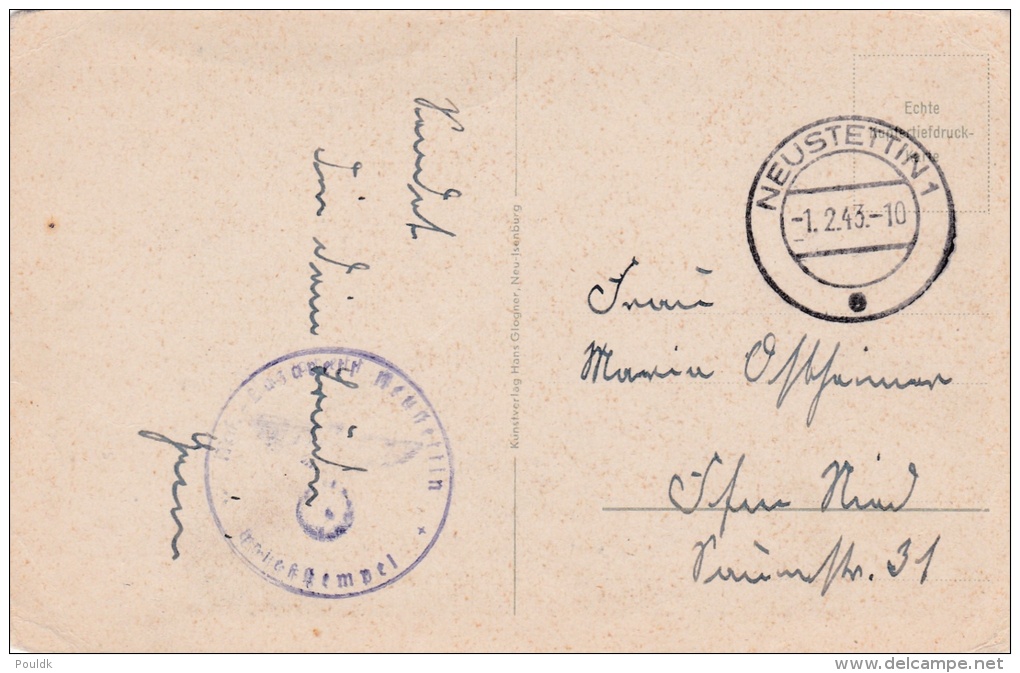 Feldpost WW2: Birthday Postcard From Lazarett Neustettin 1 1.2.1943  (G83-23) - Militaria