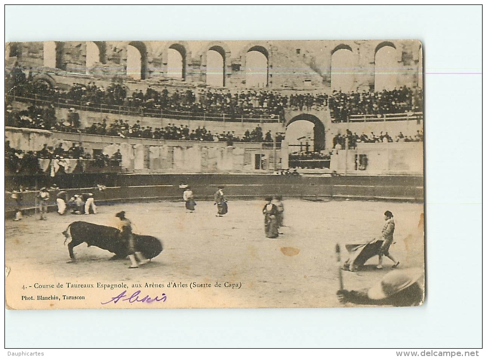 ARLES :  Course De Taureaux Espagnole Aux Arène D'Arles (Suerte De Capa). Dos Simple. Corrida. 2 Scans. Edition Blanchin - Arles