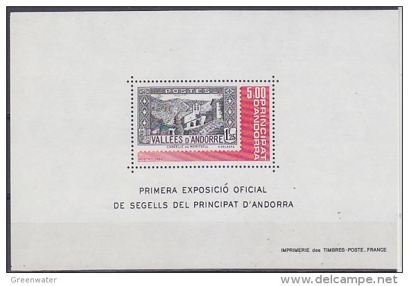 Andorra Fr. 1982 1st Philatelic Exhibition M/s ** Mnh (27584) - Blocs-feuillets