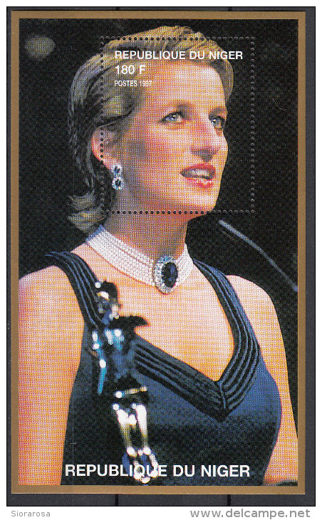 945e Niger 1997 Principessa Princess Of Wales Lady Diana Black Dress And  Jewelry  Sheet Nuovo  MNH - Königshäuser, Adel