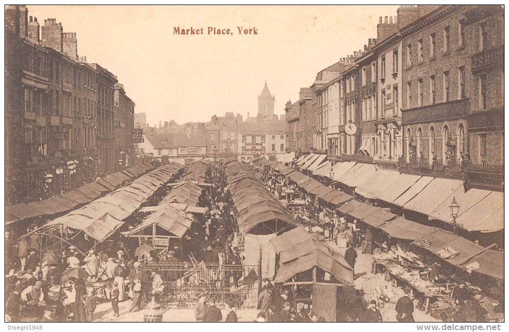 05010 "U. K.- ENGLAND - YORKSHIRE - YORK - MARKET PLACE " ANIMATA. CART. POST. ORIG. NON SPEDITA - York