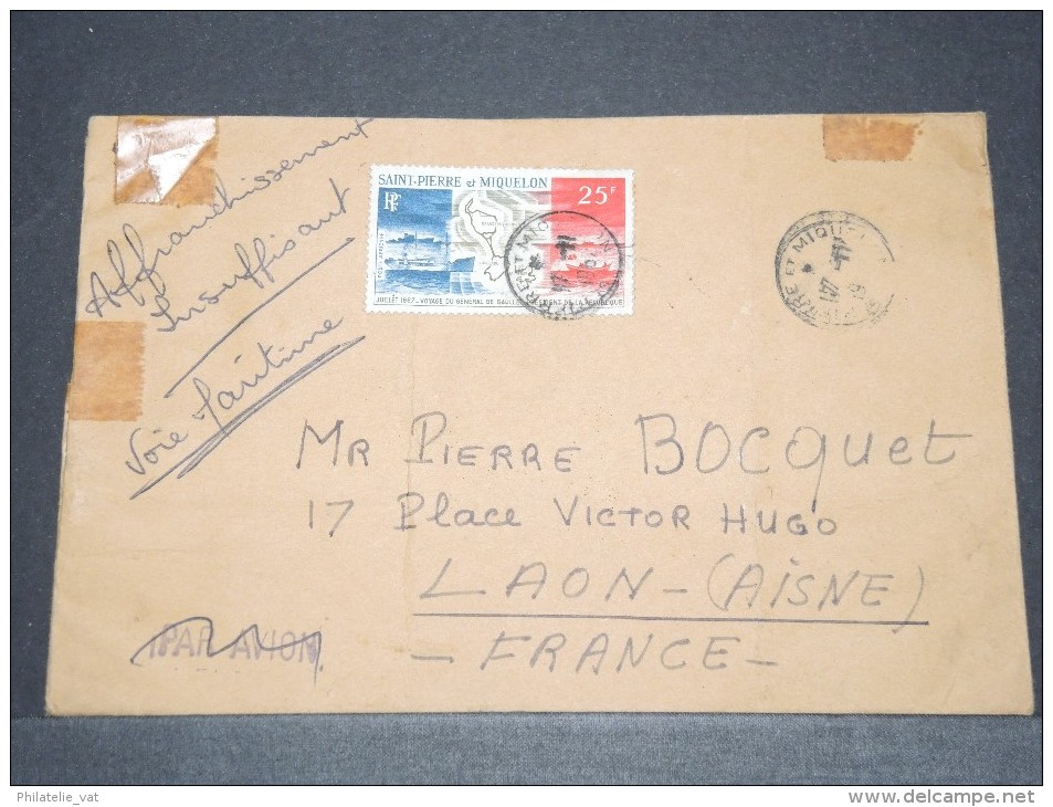 ST PIERRE ET MIQUELON - Env Prévue Par Avion Envoyée Par Bâteau Pour Affr Insuffisant - Nov 1967 - A Voir - P17225 - Storia Postale