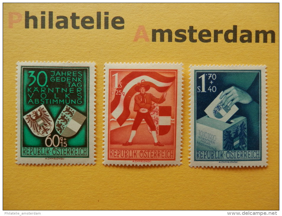 Austria 1950, POSTFRISCH: JAHRESGEDENKTAG KÄRNTNER VOLKSABSTIMMUNG: Mi 952-54, ** - Ongebruikt