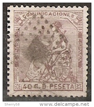 1873-ED. 136 I REPÚBLICA - ALEGORÍA DE ESPAÑA - 40 CENT. CASTAÑO VIOLETA-USADO ROMBO DE PUNTOS - Gebraucht