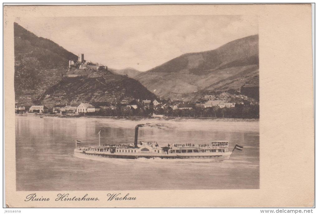 AK - NÖ - Wachau - Dampfer Bei Der Ruine Hinterhaus - 1926 - Wachau