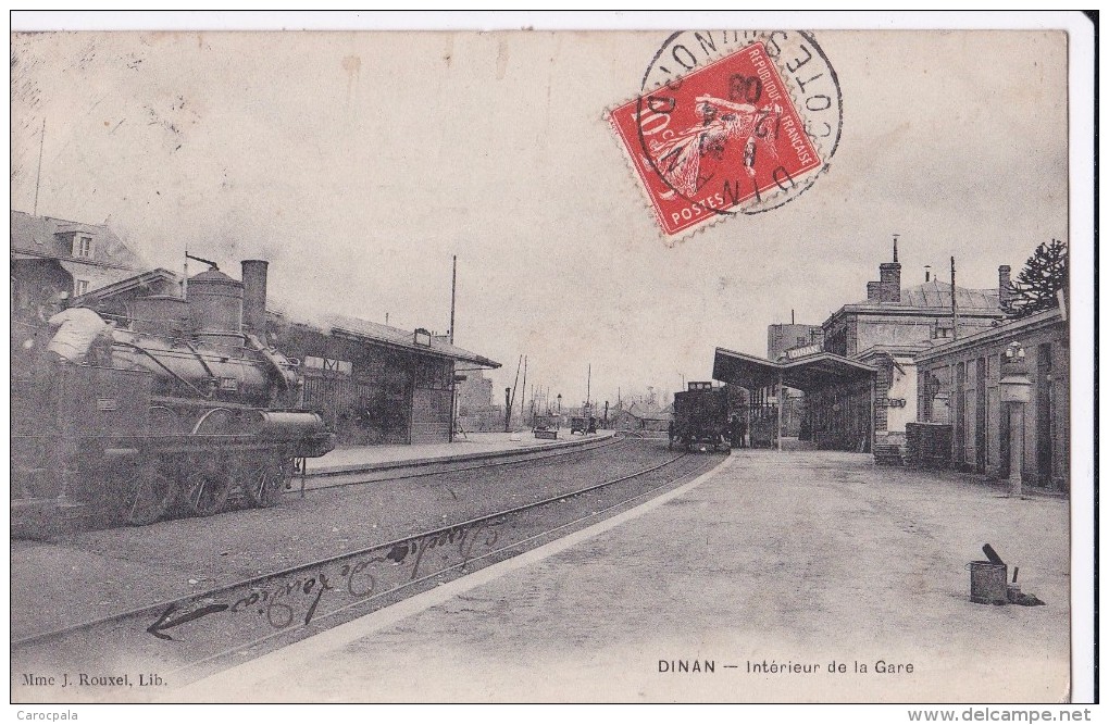 Carte 1908 DINAN / INTERIEUR DE LA GARE (train) - Dinan